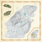 Inset map of the physical topography of Bowen Island for decorative purposes.